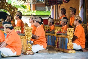 Image of musicians backing up the very impressive Barong Dance performance, showcasing the rich cultural traditions of Indonesia that was held at Chandra Budaya, Bali, Indonesia.